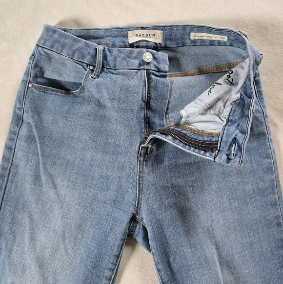 PacSun▪️Super Stretch Push-Up Light Blue Distressed Skinny Ankle Jeans - Picture 6 of 10